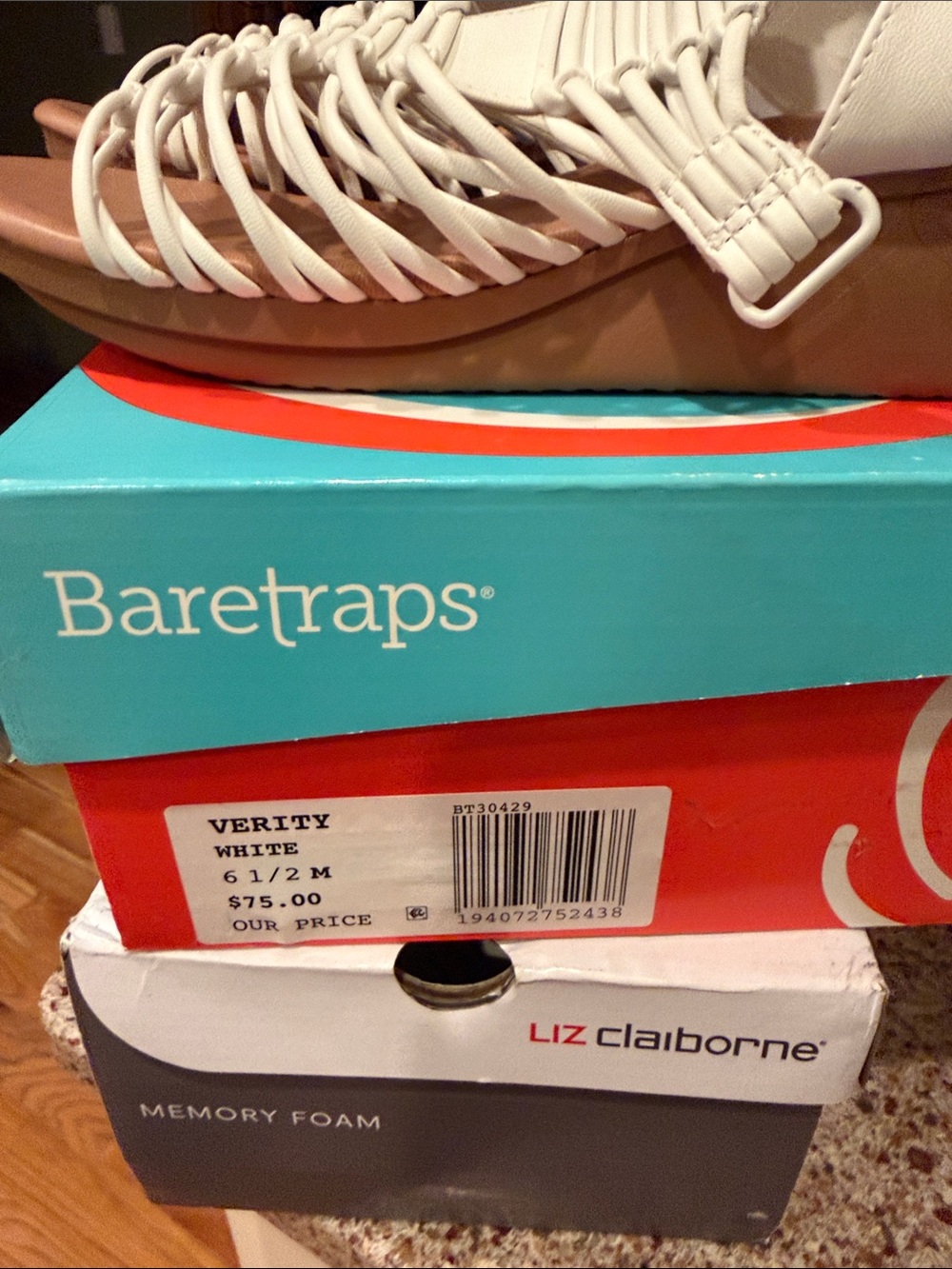 BareTraps White Strappy Woven Gladiator-Style Sandals - Picture 2 of 2